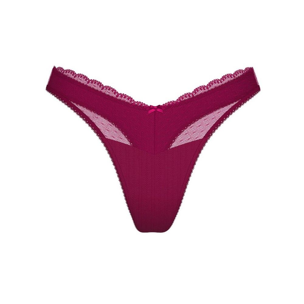 Victoria's Secret Stretch Pointelle High-Leg Scoop Thong Fresh Jam Size XXL